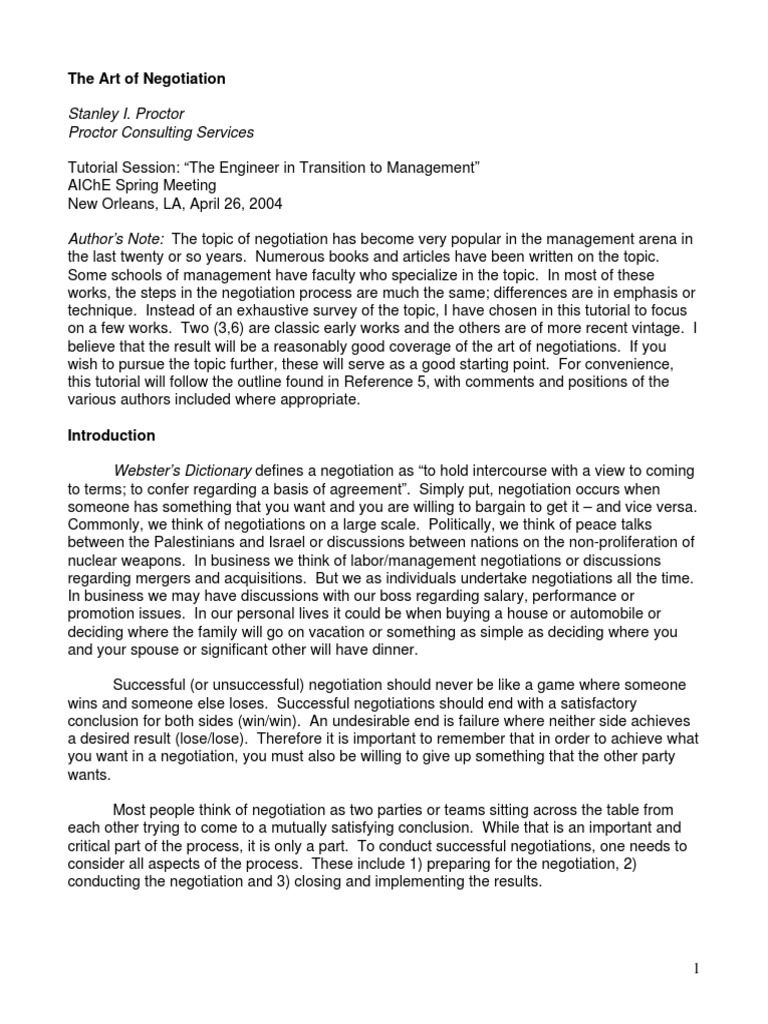 The Art of Negotiation PDF | PDF | Negotiation | Nonverbal Communication