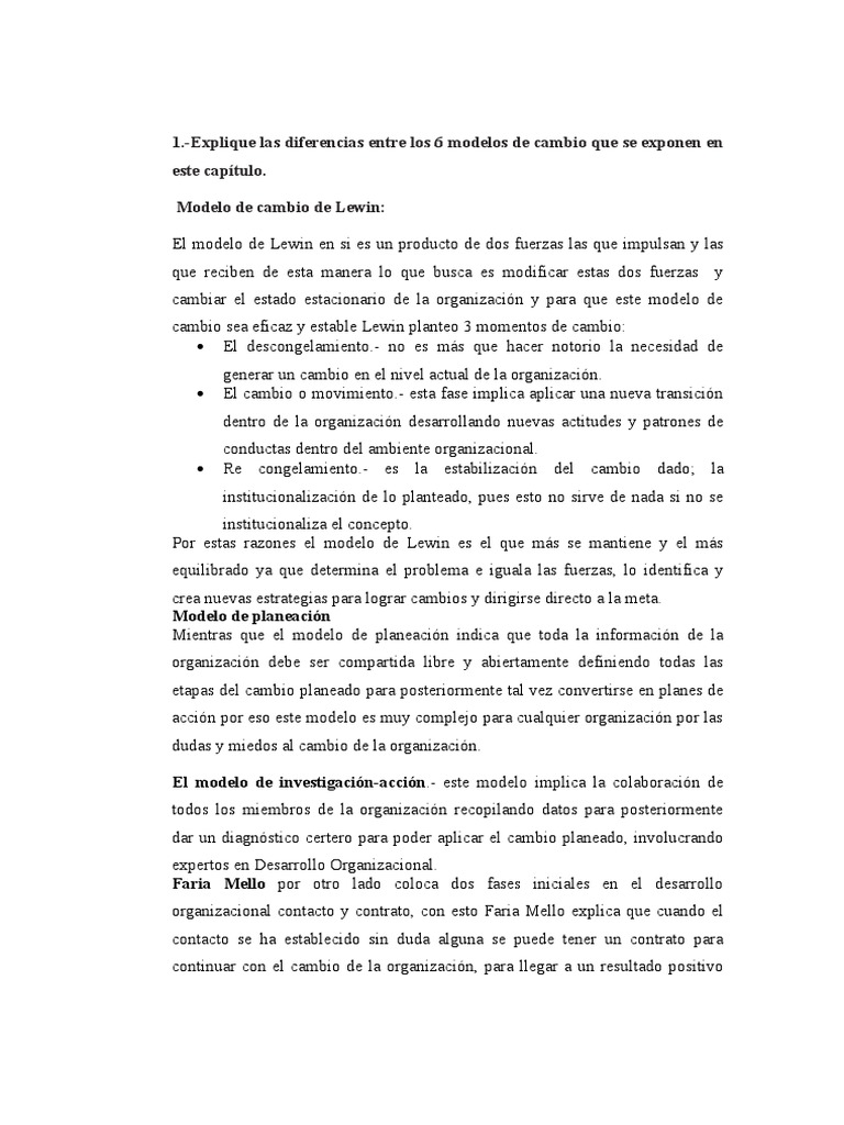 Modelos de Desarrollo Organizacional | PDF | Desarrollo organizacional ...