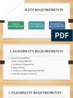 Eligibility Requirements: Legal Documents Technical Documents Financial Documents