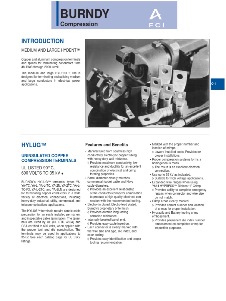 Terminales de Compresion BURNDY | Electrical Connector | Coaxial Cable
