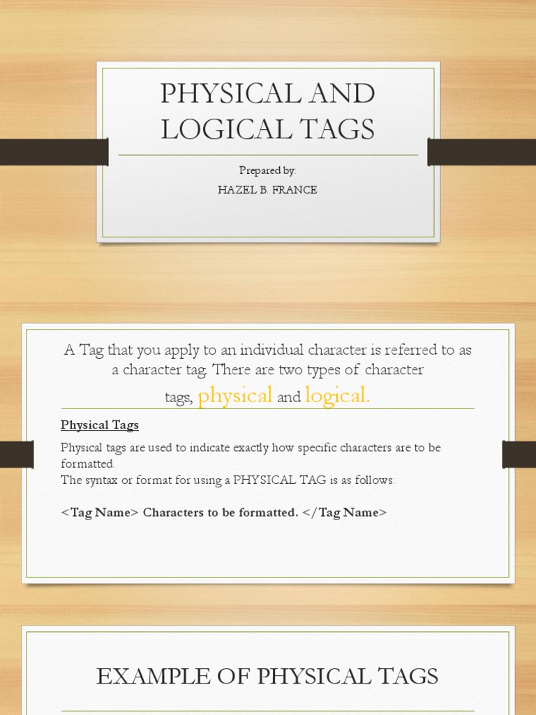 Physical and Logical Tags PDF