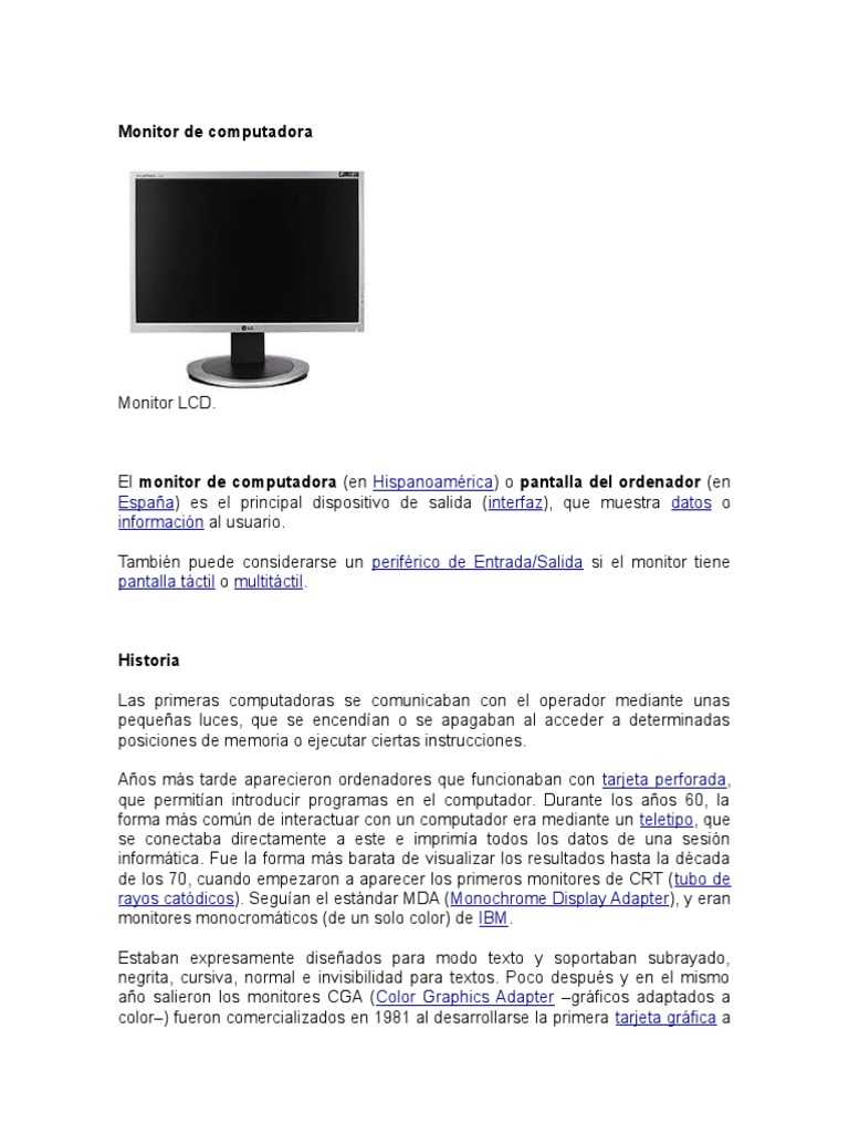 Monitor de Computadora | PDF | Monitor de computadora | Unidad Central ...