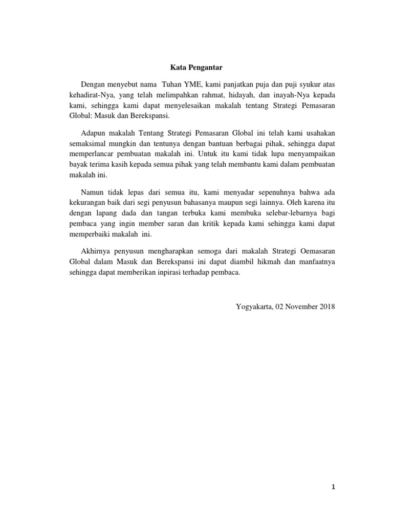 Makalah Strategi Pemasaran Global