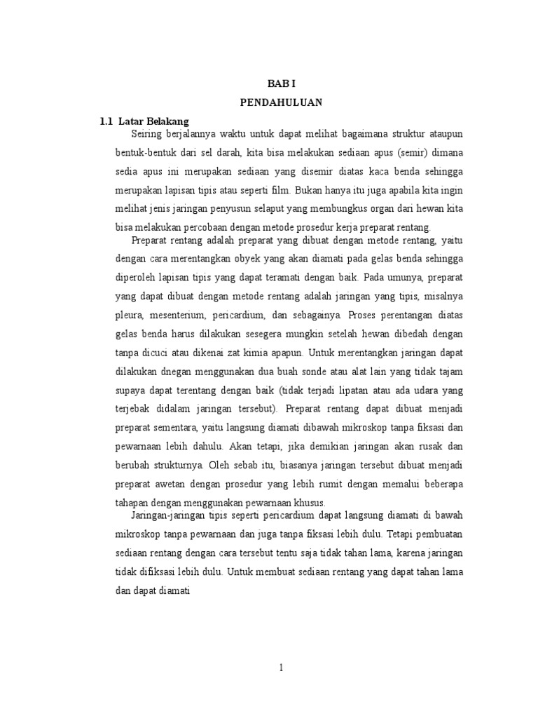 Metode Pembuatan Preparat Rentang | PDF