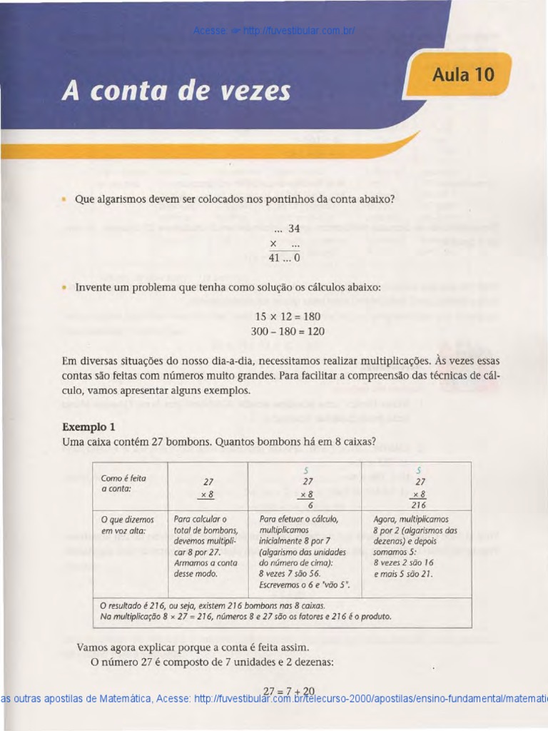 10 Conta de Vezes PDF | Download grátis PDF | Números | Multiplicação