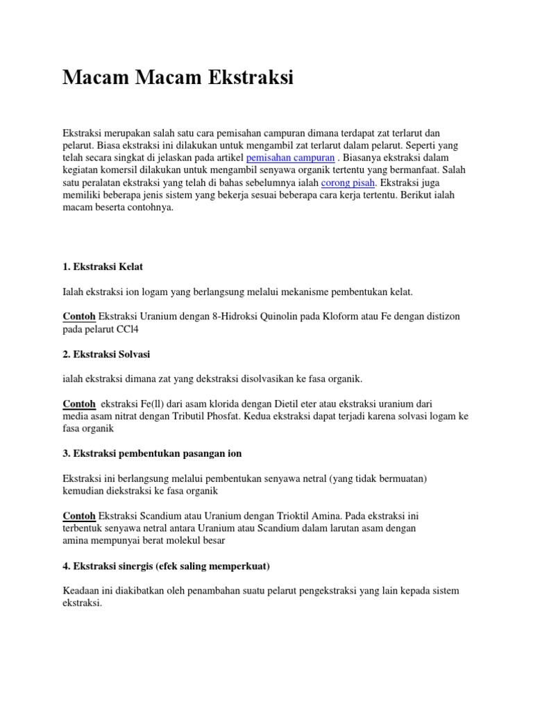 Macam Macam Ekstraksi | PDF