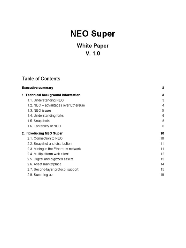 NEO-Super (NEOX) Whitepaper | PDF | Cryptocurrency | Bitcoin