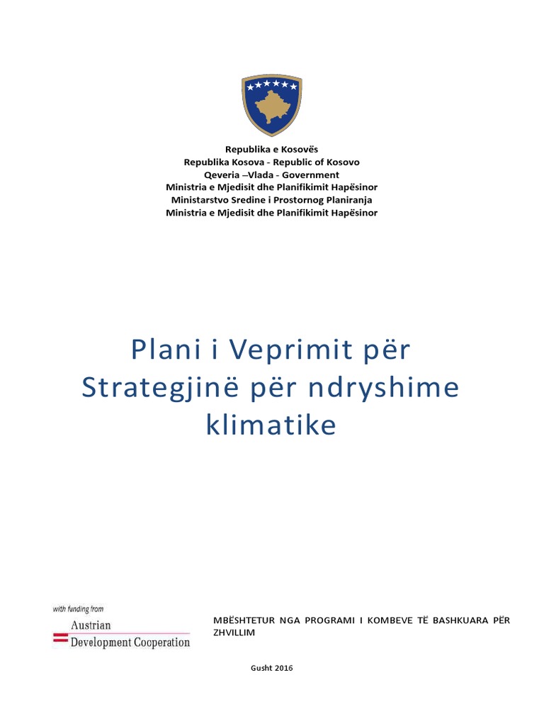 Plani I Veprimit Per Strategjine Per Ndryshime Klimatike | PDF