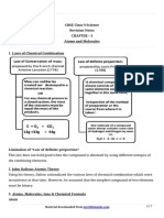 CBSE Class 9 Science Chapter 3 Revision Notes Atoms and Molecules