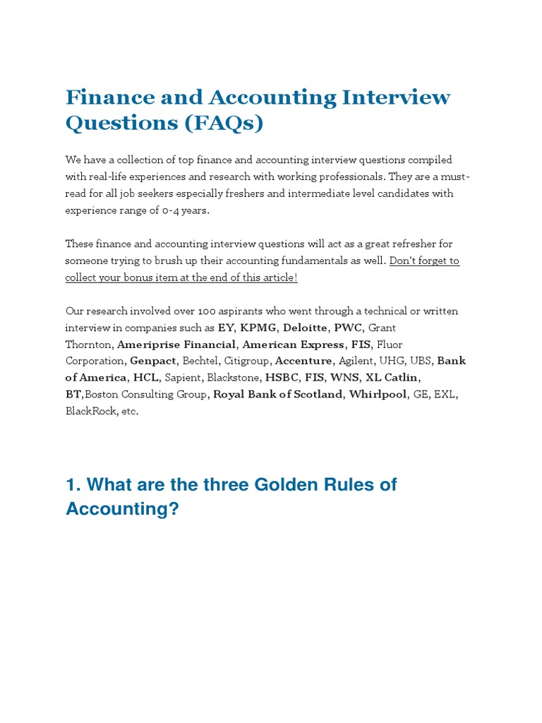 Finance and Accounting Interview Questions | PDF | Depreciation 