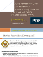 Analisis Pemberian Opini Badan Pemeriksa Keuangan (BPK)