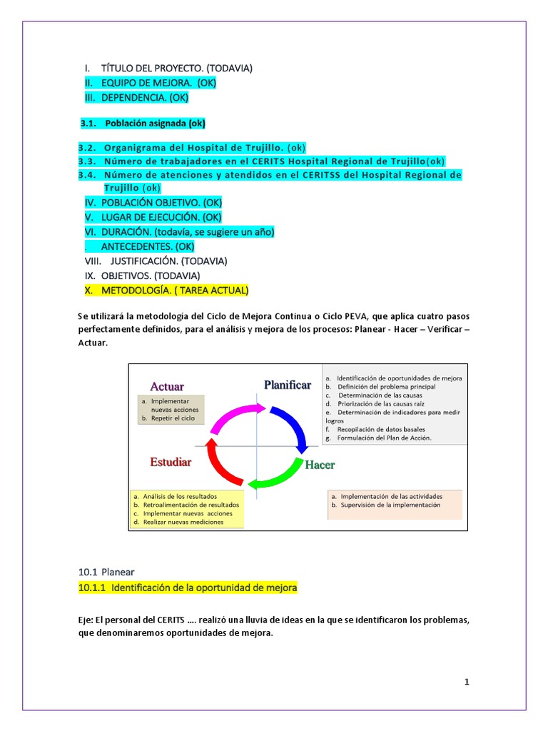 Proyecto de Mejora Continua en Salud | PDF | Hospital | Cognición