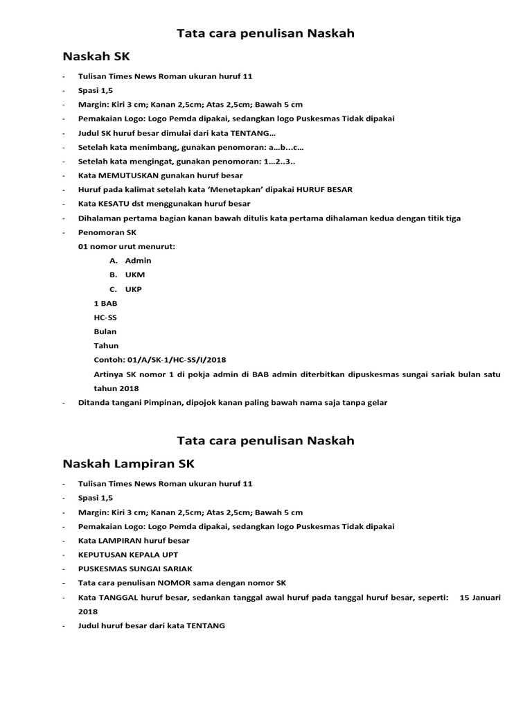 Tata Cara Penulisan Naskah | PDF