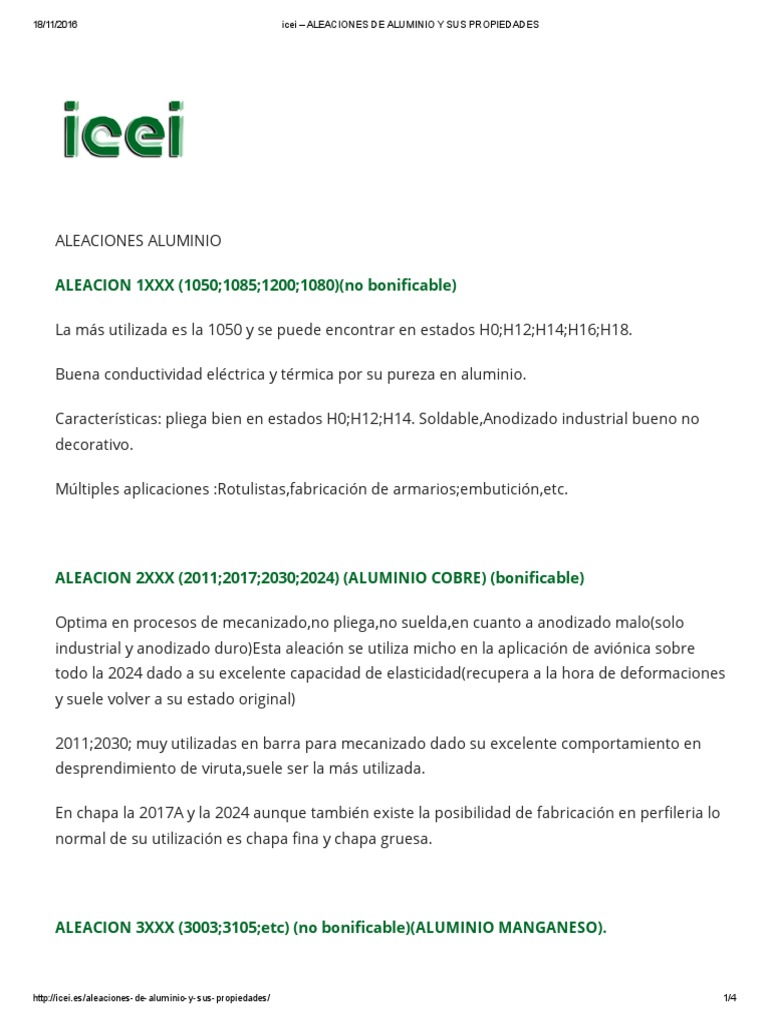 Aleaciones de Aluminio y Sus Propiedades | PDF | Mecanizado | Aluminio