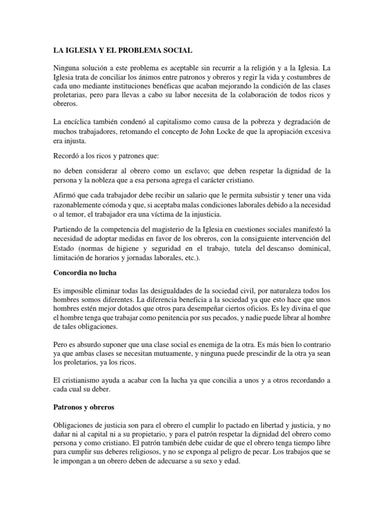 La Iglesia y El Problema Social | PDF | Iglesia Católica | Cristo (título)
