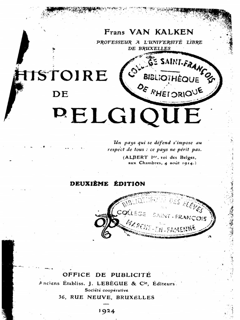 F.van Kalken - Histoire de Belgique, PDF, Franks