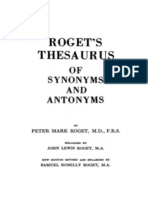 Roget Peter Mark - Roget S Thesaurus of Synonyms and Antonyms PDF 