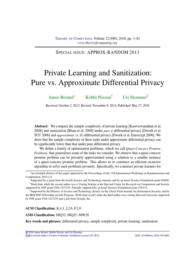 Private Learning and Sanitization Pure vs. Approximate Differential