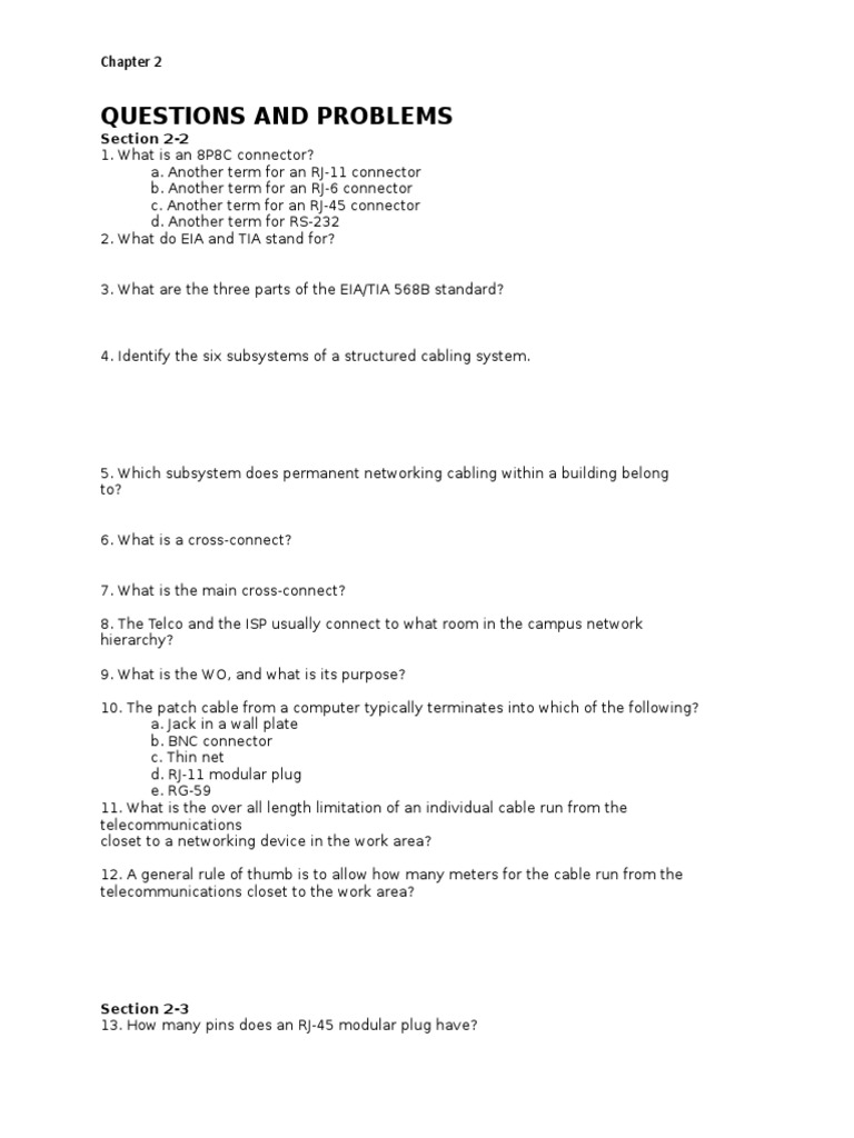 Structured Cabling Questions | PDF | Networking Standards | Electricity