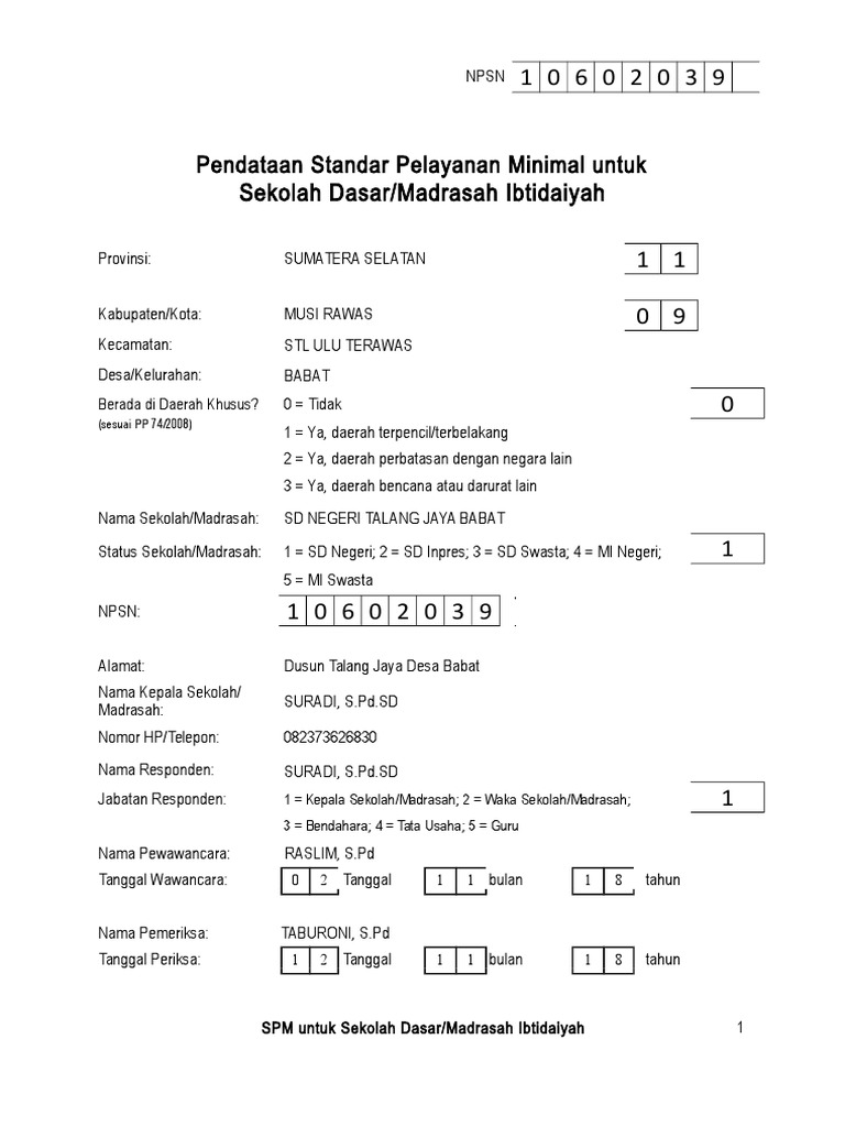 Kuesioner SDMI Revised Bogor - Final | PDF