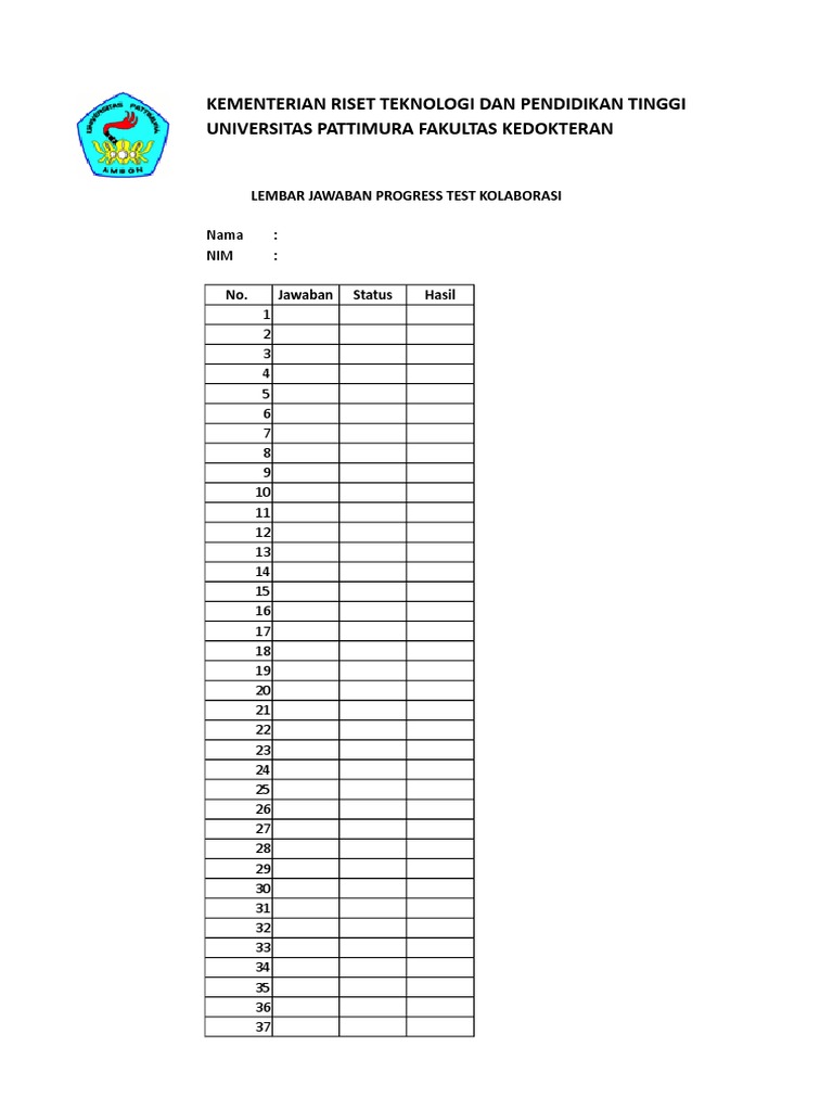 Progress Test Answer Sheet Template | PDF