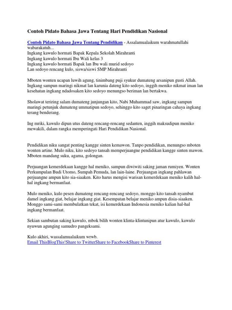 Contoh Pidato Singkat Tentang Hari Pendidikan Nasional