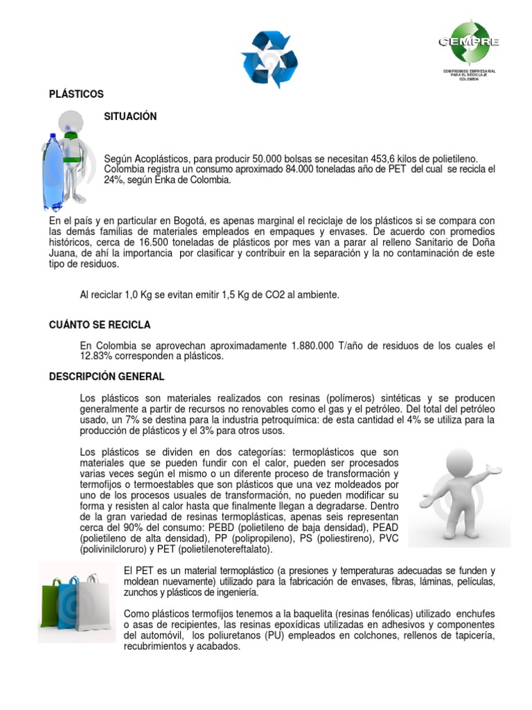 Clasificación y reciclaje de plásticos en Colombia | PDF | El plastico ...
