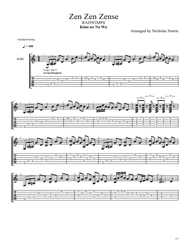 Kimi No Na Wa - Zen Zen Zense | PDF | Necked Lutes | Music