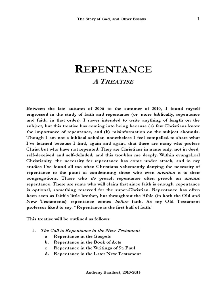 An Essay On Repentance | PDF | Acts Of The Apostles | Repentance
