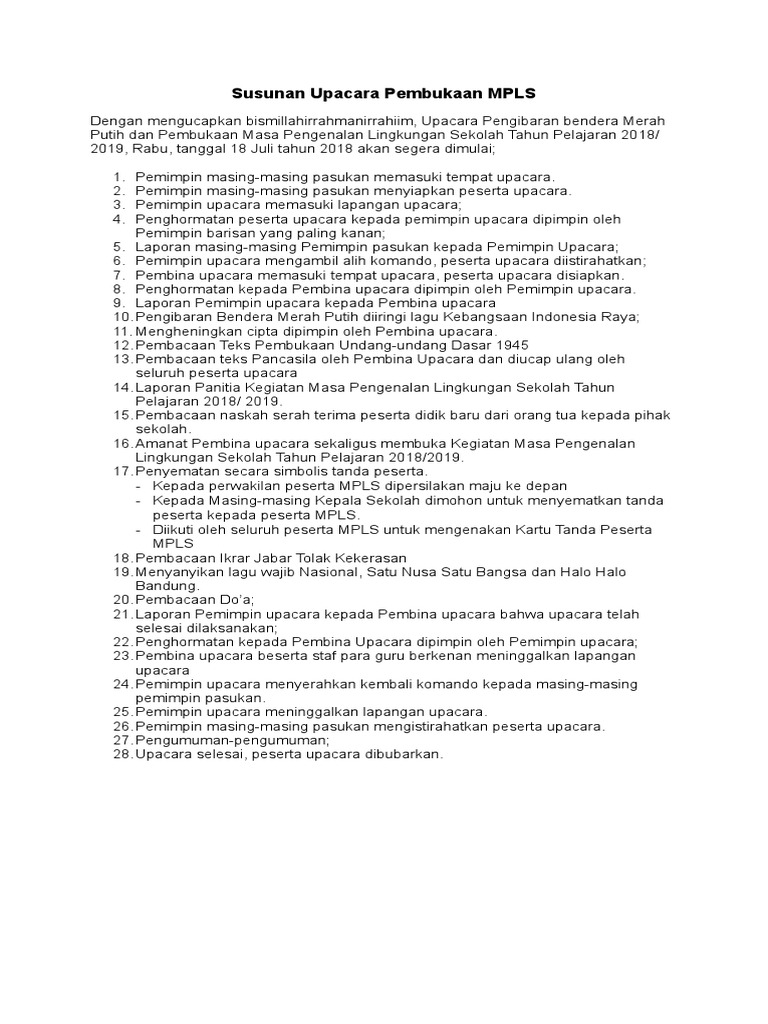 Susunan Upacara Pembukaan Mpls Pdf