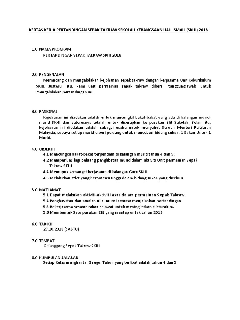 kertas kerja pertandingan memancing