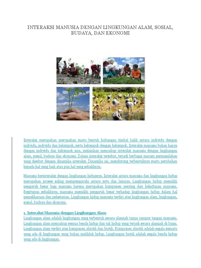 Interaksi Manusia Dengan Lingkungan Alam Pdf