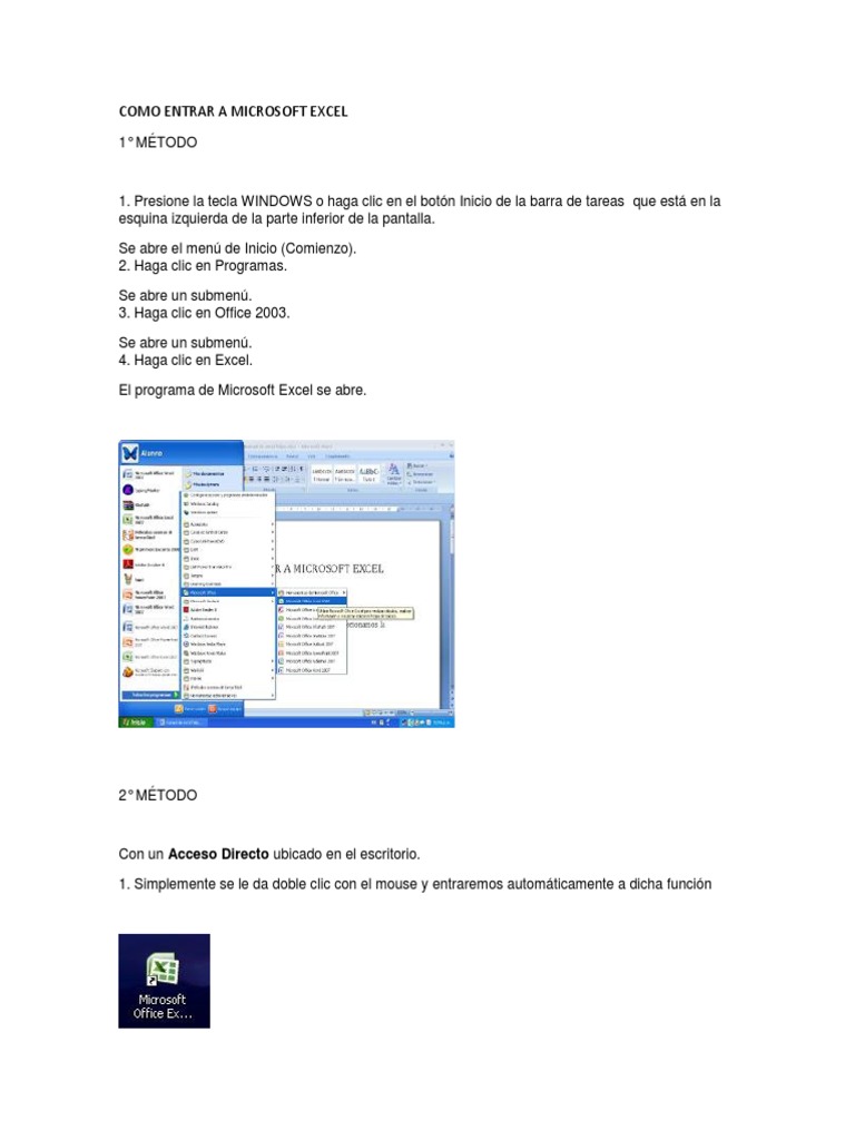 Cómo ingresar a Microsoft Excel | PDF | Tecnología