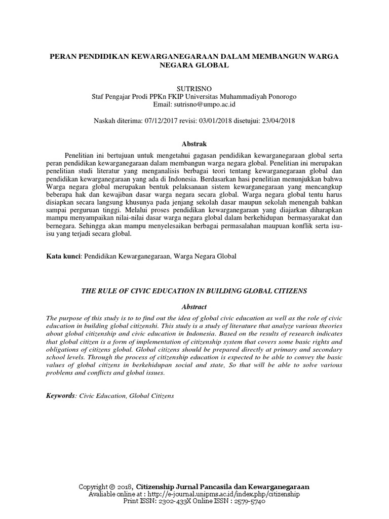 Jurnal Pendidikan Kewarganegaraan Di Perguruan Tinggi