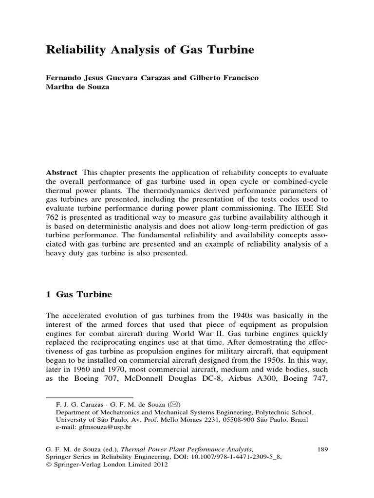 Gas Turbine Reliability Analysis | PDF | Gas Turbine | Reliability ...