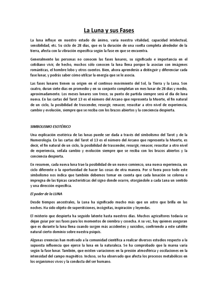 Fases de la Luna y su Influencia | PDF | Luna | Psique (psicología)