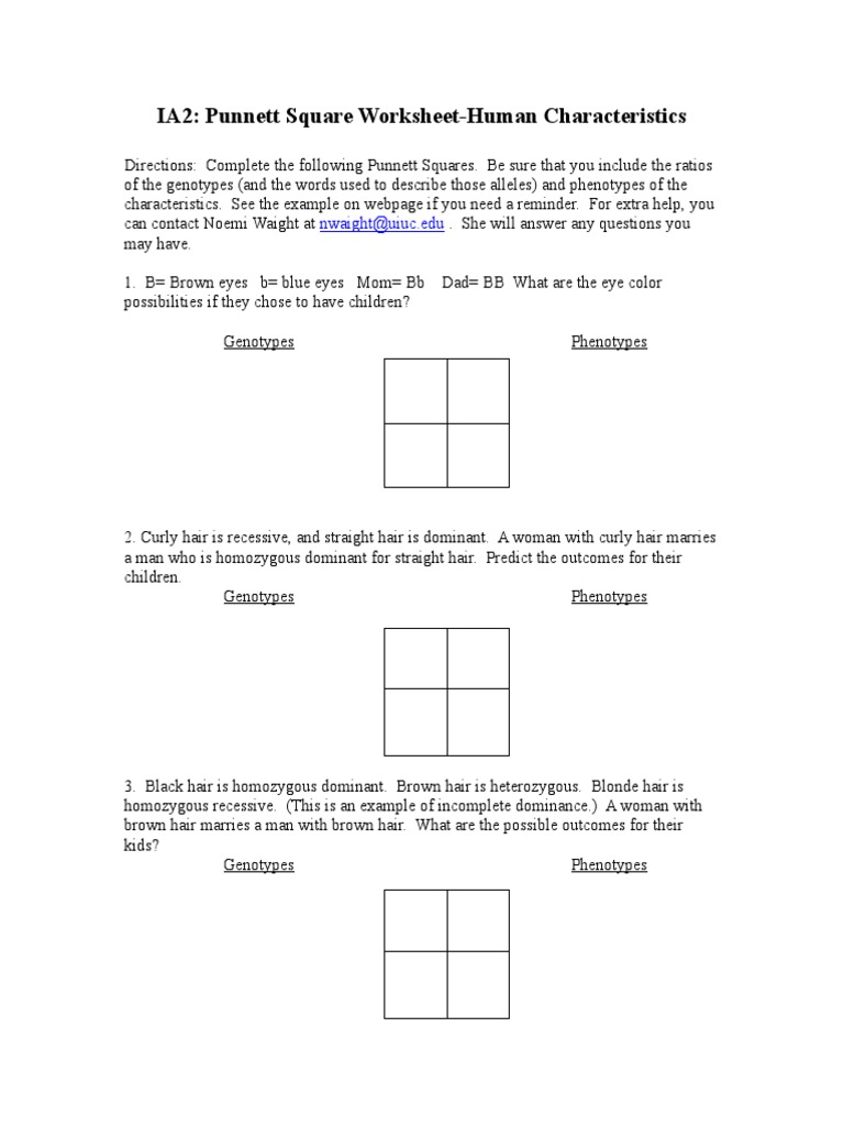 Punnett Genetics Problems 1