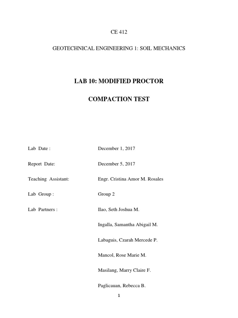 Lab 10: Modified Proctor | PDF | Solid Mechanics | Mechanical Engineering
