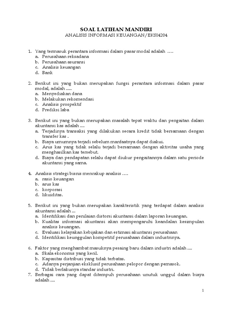 Soal Latihan Mandiri