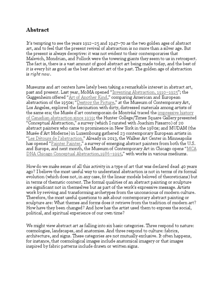 Abstract in Contemporary Arts | PDF | Cubism | Art Movements