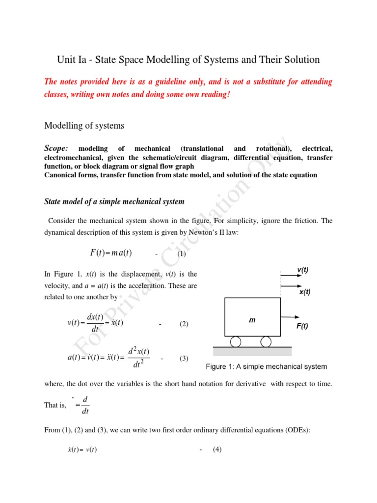State Space Modeling Fundamentals | PDF | Control Theory | Teaching ...
