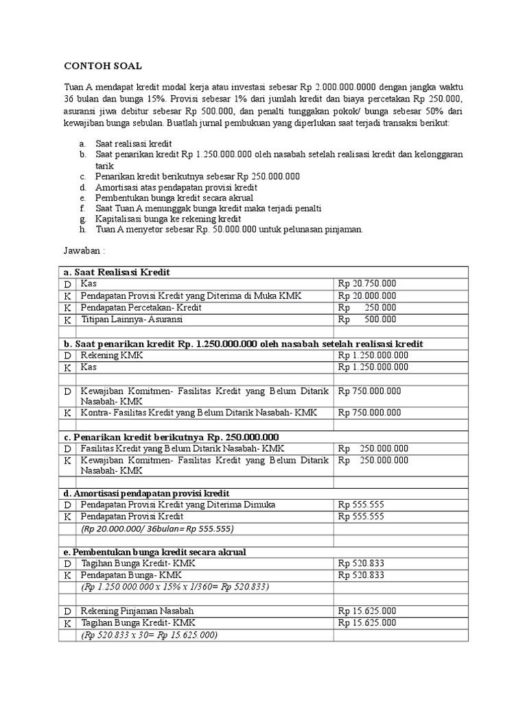 Contoh Soal Akuntansi PerbankanKredit Modal Kerja