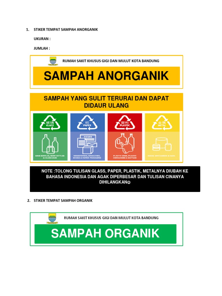 Stiker Tempat Sampah Anorganik