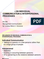Influences On Individual Communication & Interpersonal Processes