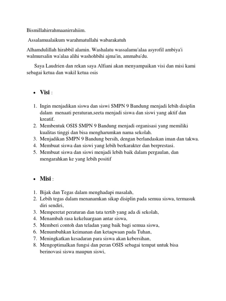 Contoh Visi Misi Yang Baik Contoh Resource