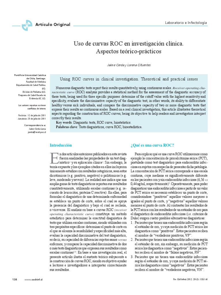 Uso de Curvas ROC en Investigacion Clinica Aspecto PDF | PDF | Receiver ...