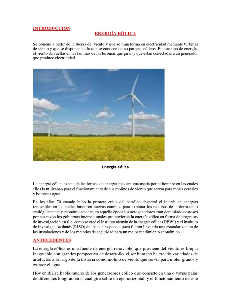 Energia Eolica | Descargar gratis PDF | Energía eólica | Turbina eólica