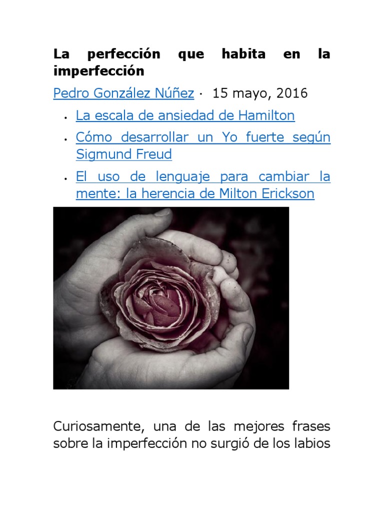 La perfección en la imperfección humana | PDF | Mal | Psicoterapia