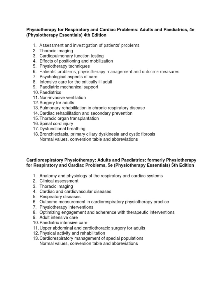 Physiotherapy for Respiratory and Cardiac Problems | Cardiothoracic ...