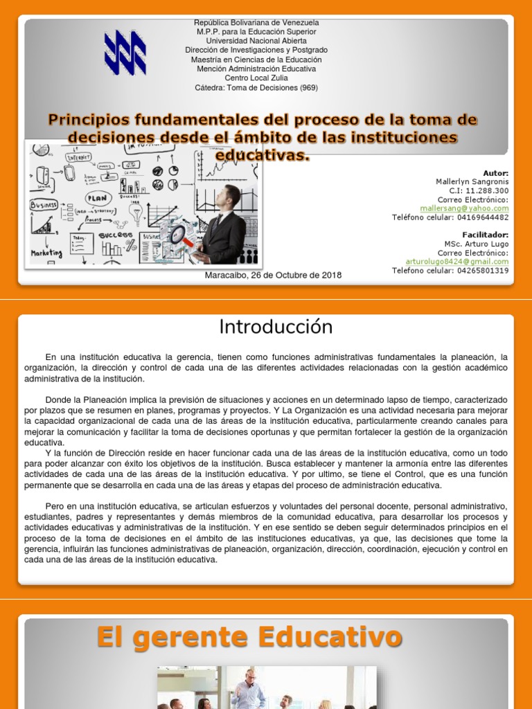 Toma de Decisiones en Educación | PDF | Planificación | Toma de decisiones